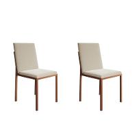 Kit 2 Cadeiras De Jantar Estofadas Mônaco Base Cobre Veludo Bege - Cor: Preto - 1