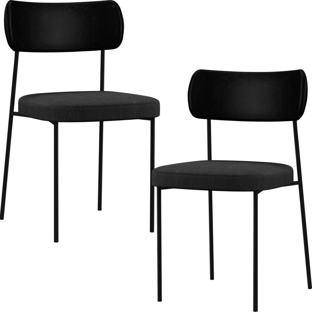 Kit 02 Cadeiras Sala De Jantar L02 Preto Chumbo - 1