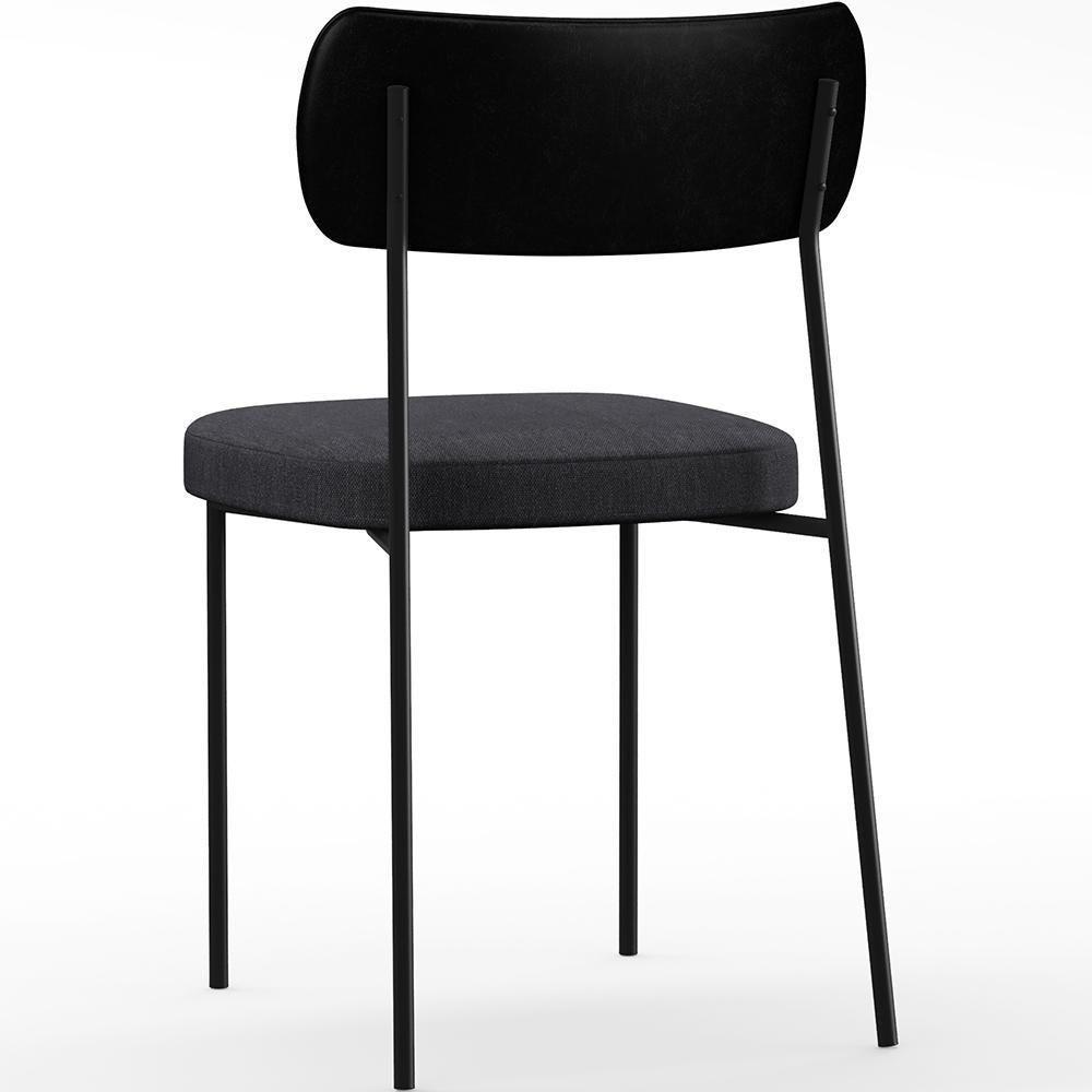 Kit 02 Cadeiras Sala De Jantar L02 Preto Chumbo - 4