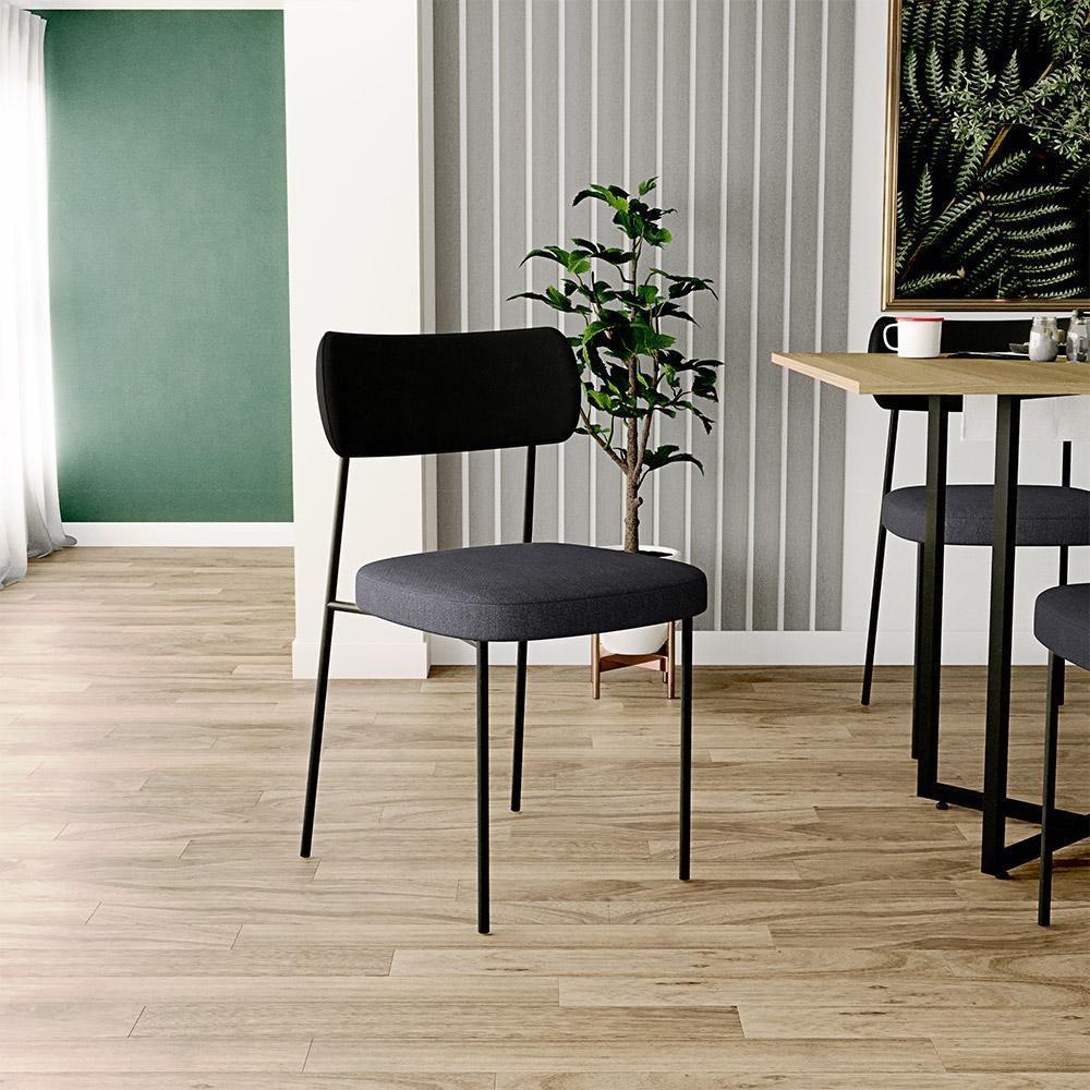 Kit 02 Cadeiras Sala De Jantar L02 Preto Chumbo - 7