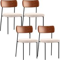 Kit 04 Cadeiras Sala De Jantar L02 Camel Suede Bege - 1