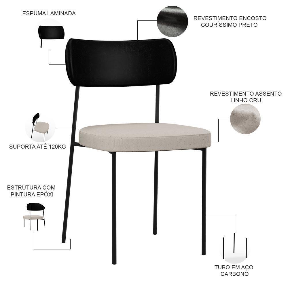 Kit 08 Cadeiras Para Sala De Jantar Melina L02 Preto Cru - 6