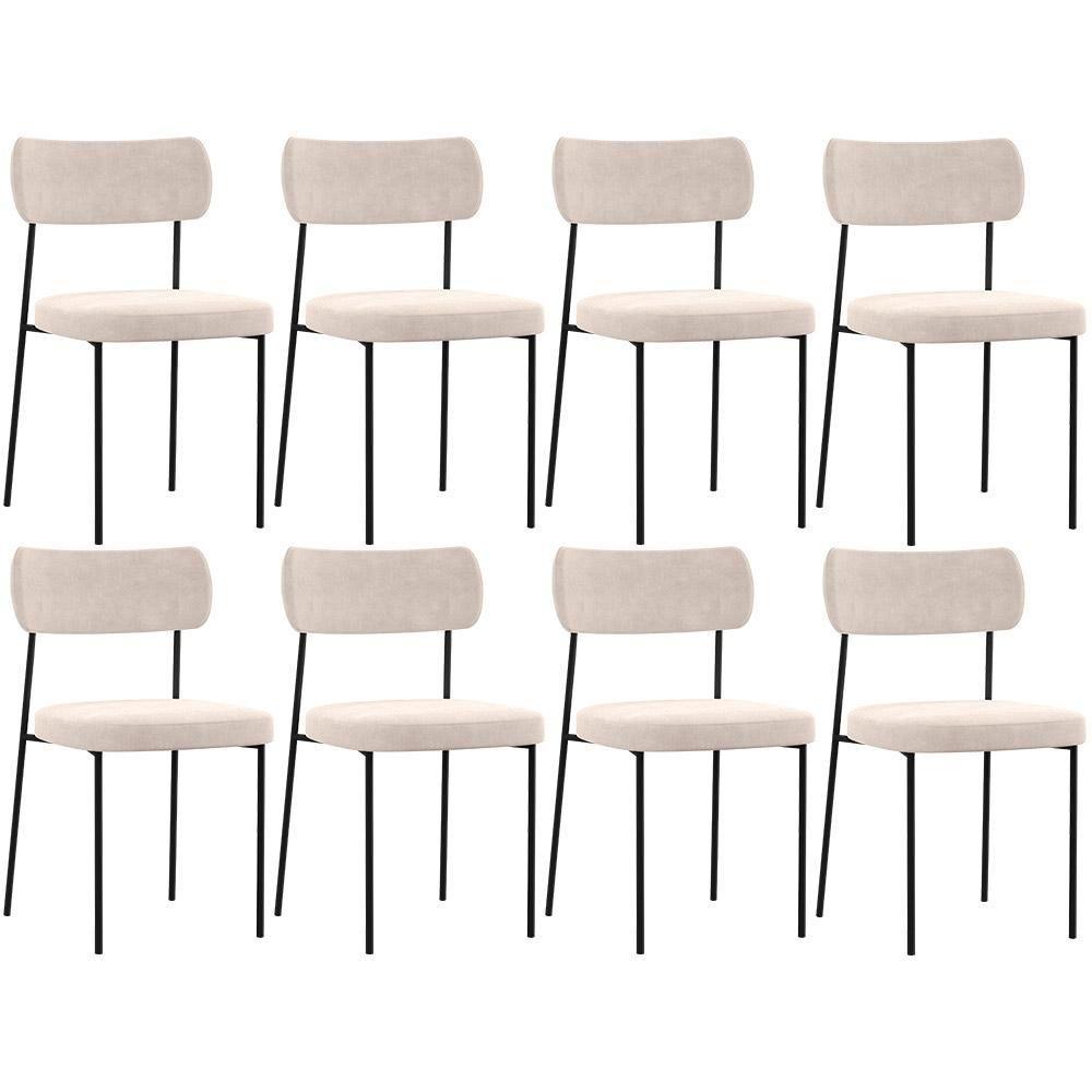 Kit 08 Cadeiras Sala De Jantar L02 Suede Bege - 1