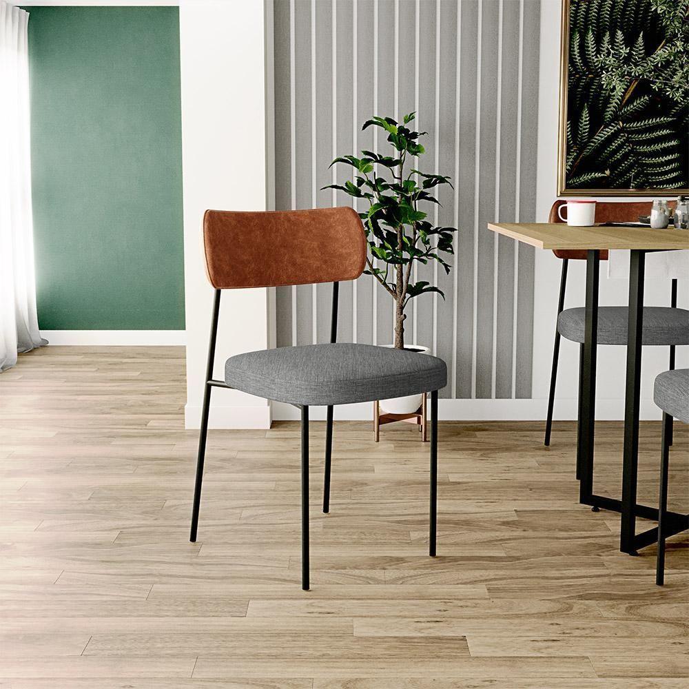 Kit 04 Cadeiras Sala De Jantar L02 Camel Cinza Escuro - 7