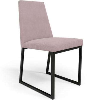Cadeira Para Sala De Jantar Base Aço Preto L02 Suede Rosê