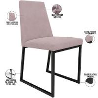 Cadeira Para Sala De Jantar Base Aço Preto L02 Suede Rosê - 1