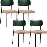 Kit 04 Cadeiras Sala De Jantar L02 Verde Musgo Bege Escuro - 1