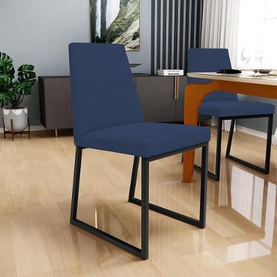 Cadeira Para Sala De Jantar L02 Suede Azul Marinho