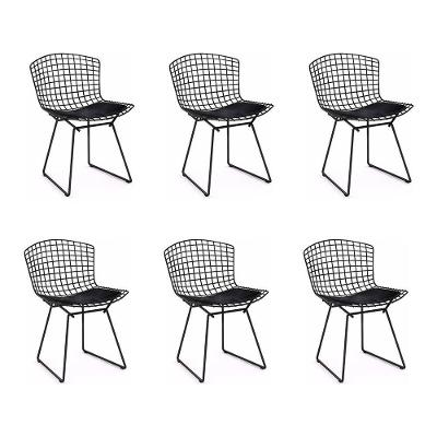 Kit 6 Cadeiras Bertoia Preta Com Assento Preto Cor Preto