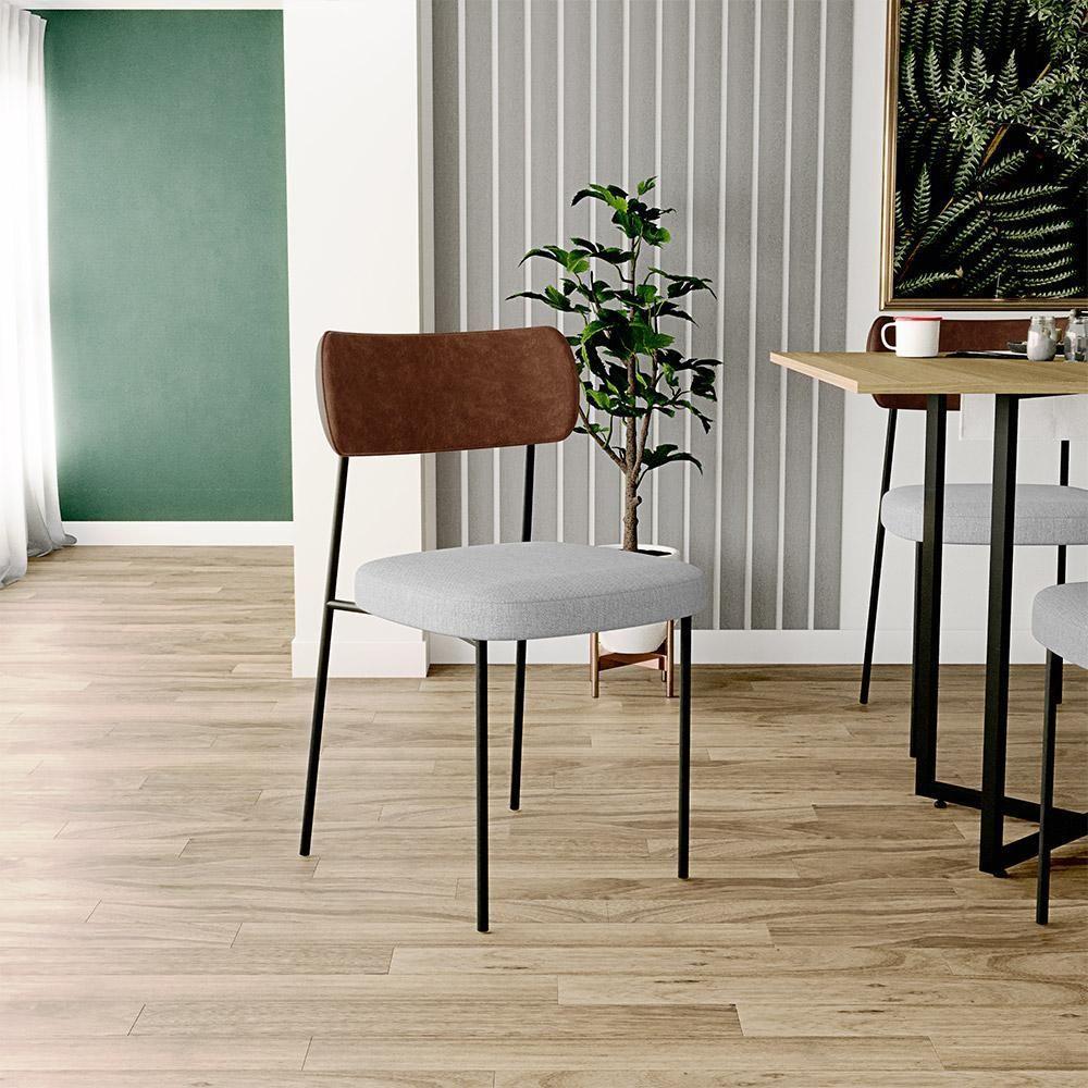 Cadeira Para Sala De Jantar Melina L02 Marrom Cinza - 4