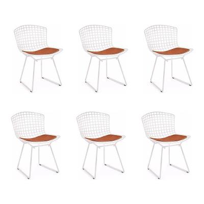 Kit 6 Cadeiras Bertoia Branca Com Assento Cobre Cor Branco