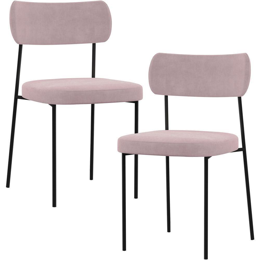 Kit 02 Cadeiras Sala De Jantar L02 Suede Rosê - 1