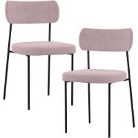 Kit 02 Cadeiras Sala De Jantar L02 Suede Rosê - 1