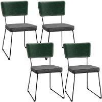 Kit 04 Cadeiras L02 Facto Verde Musgo Linho Cinza Escuro - 1