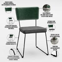 Kit 04 Cadeiras L02 Facto Verde Musgo Linho Cinza Escuro - 7