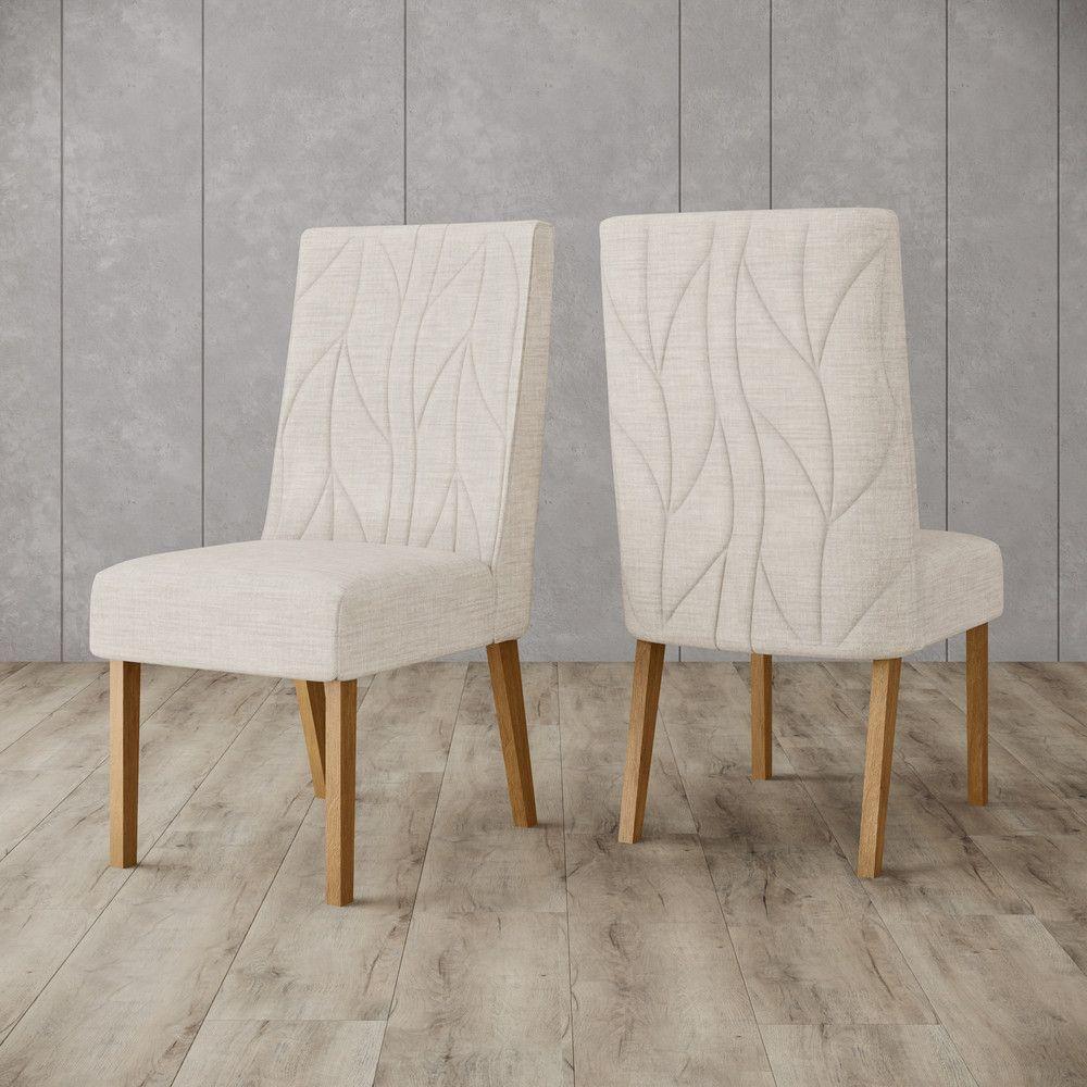 Conjunto 2 Cadeiras Estofadas Com Pés Em Madeira Eloá Henn Nature Com Linho - 1