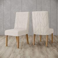 Conjunto 2 Cadeiras Estofadas Com Pés Em Madeira Eloá Henn Nature Com Linho - 1