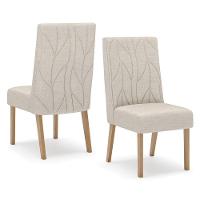 Conjunto 2 Cadeiras Estofadas Com Pés Em Madeira Eloá Henn Nature Com Linho - 5