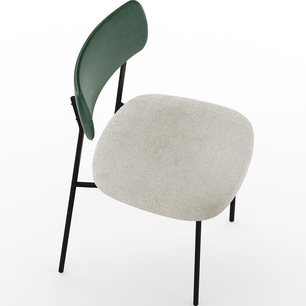 Kit 02 Cadeiras Sala De Jantar L02 Verde Musgo Bouclê Creme - 2