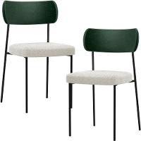 Kit 02 Cadeiras Sala De Jantar L02 Verde Musgo Bouclê Creme - 1