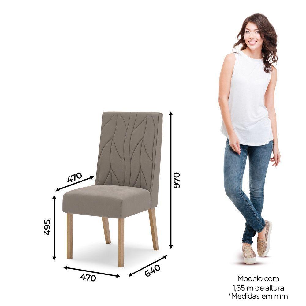 Conjunto 2 Cadeiras Estofadas Com Pés Em Madeira Eloá Henn Nature Com Marrom Amêndoa - 5