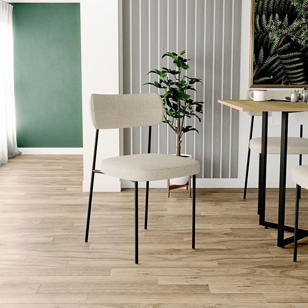 Cadeira Estofada Para Sala De Jantar Melina L02 Champagne - 7