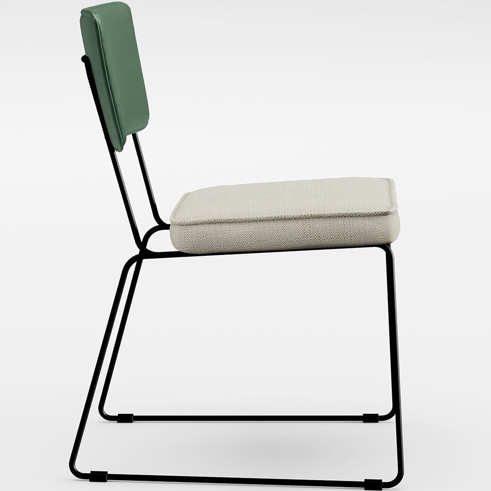 Kit 02 Cadeiras L02 Facto Verde Musgo Linho Champagne - 4