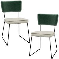 Kit 02 Cadeiras L02 Facto Verde Musgo Linho Champagne - 1