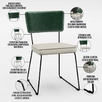 Kit 02 Cadeiras L02 Facto Verde Musgo Linho Champagne - 7