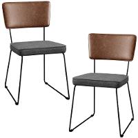 Kit 02 Cadeiras L02 Couríssimo Marrom Linho Cinza Escuro - 1