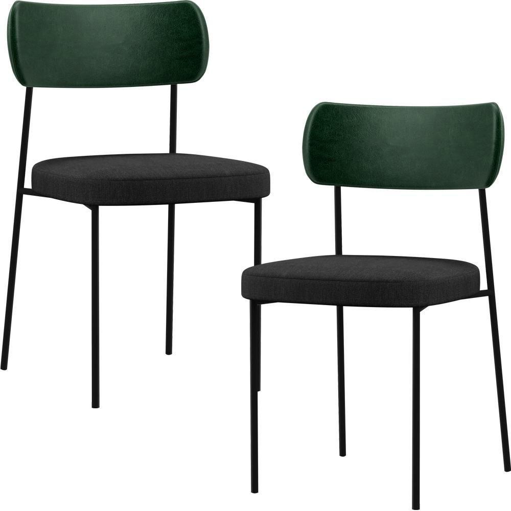 Kit 02 Cadeiras Sala De Jantar L02 Verde Musgo Chumbo - 1