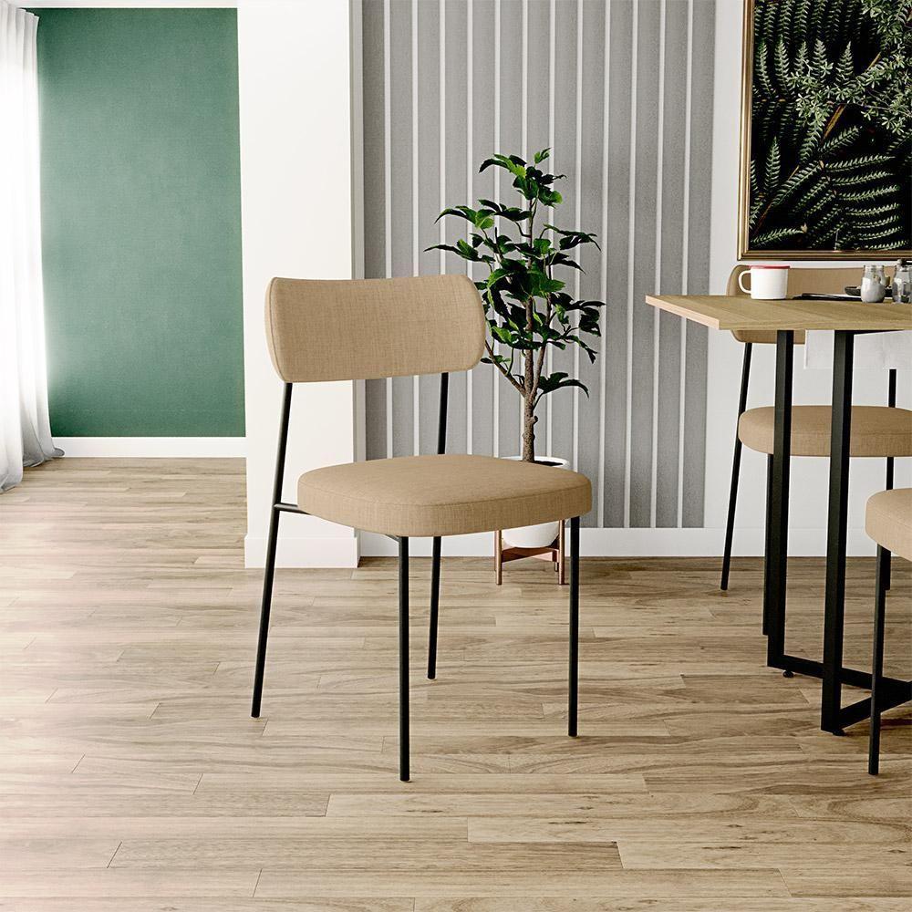 Kit 02 Cadeiras Sala De Jantar L02 Bege Escuro - 8