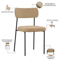 Kit 02 Cadeiras Sala De Jantar L02 Bege Escuro - 6