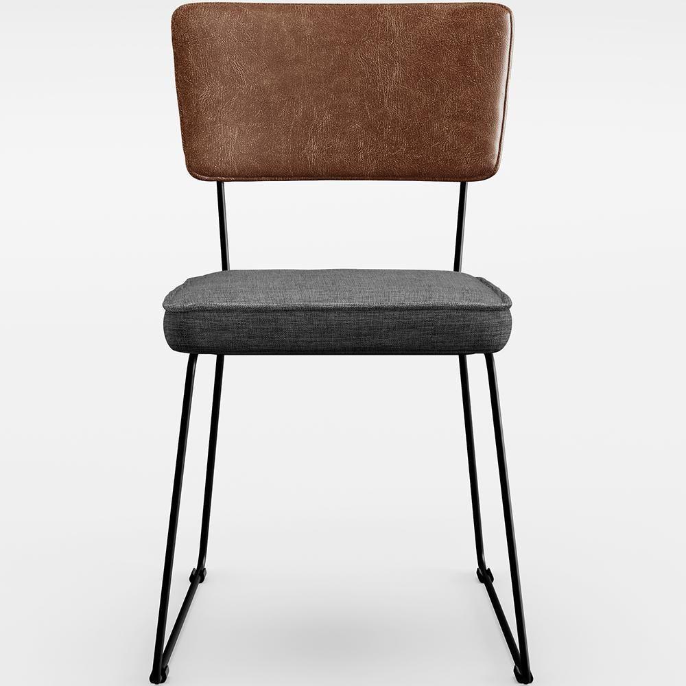 Kit 04 Cadeiras L02 Couríssimo Marrom Linho Cinza Escuro - 6