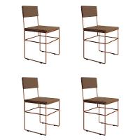 Kit 4 Cadeiras De Jantar Estofadas Veludo Marrom Base Cobre Vitoria - Cor: Marrom - 1