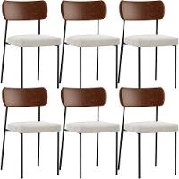 Kit 06 Cadeiras Para Sala De Jantar L02 Marrom Bouclê Creme - 1