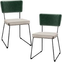 Kit 02 Cadeiras Estofada L02 Facto Verde Musgo Linho Cru - 1