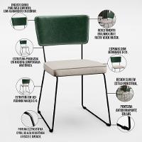 Kit 02 Cadeiras Estofada L02 Facto Verde Musgo Linho Cru - 7