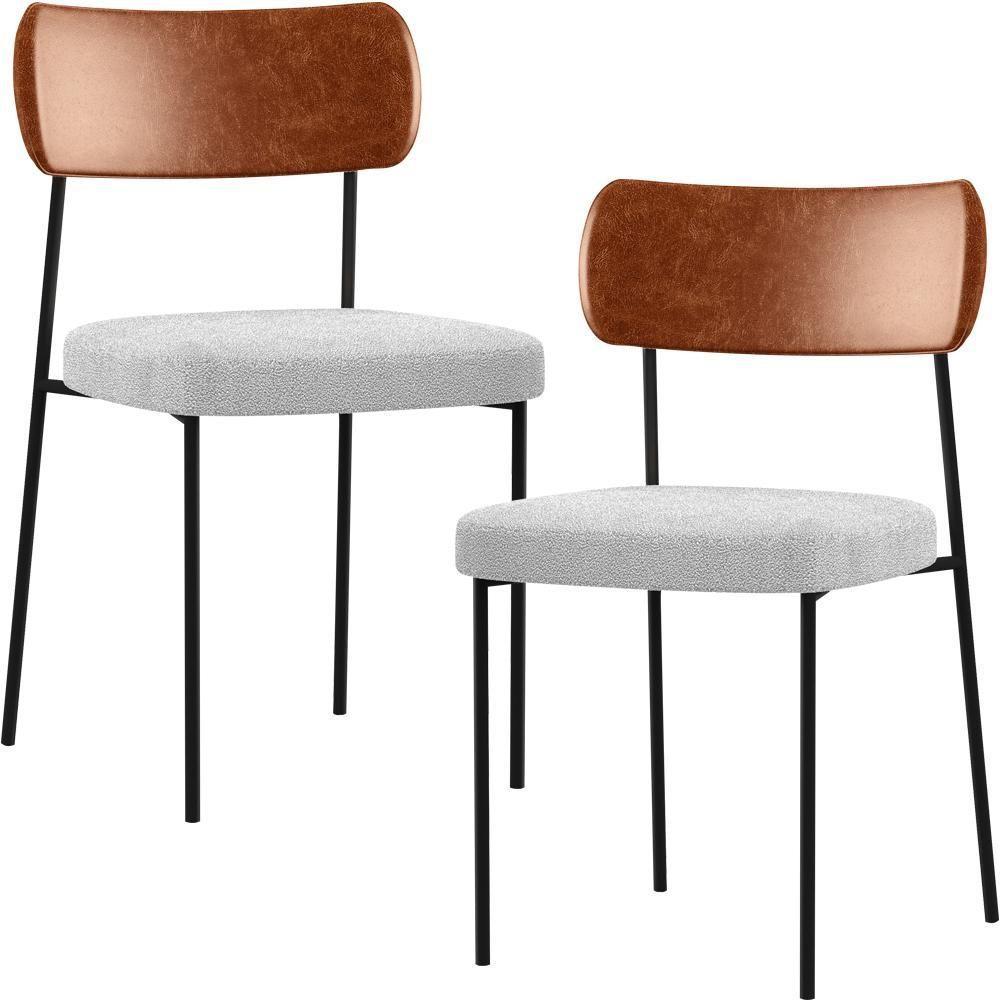 Kit 02 Cadeiras Para Sala De Jantar L02 Camel Bouclê Cinza - 1