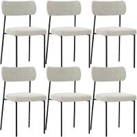 Kit 06 Cadeiras Para Sala De Jantar L02 Bouclê Creme - 1