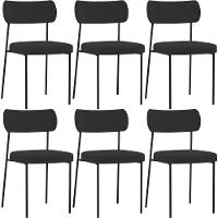 Kit 06 Cadeiras Para Sala De Jantar L02 Suede Preto - 1