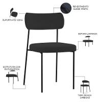 Kit 06 Cadeiras Para Sala De Jantar L02 Suede Preto - 6