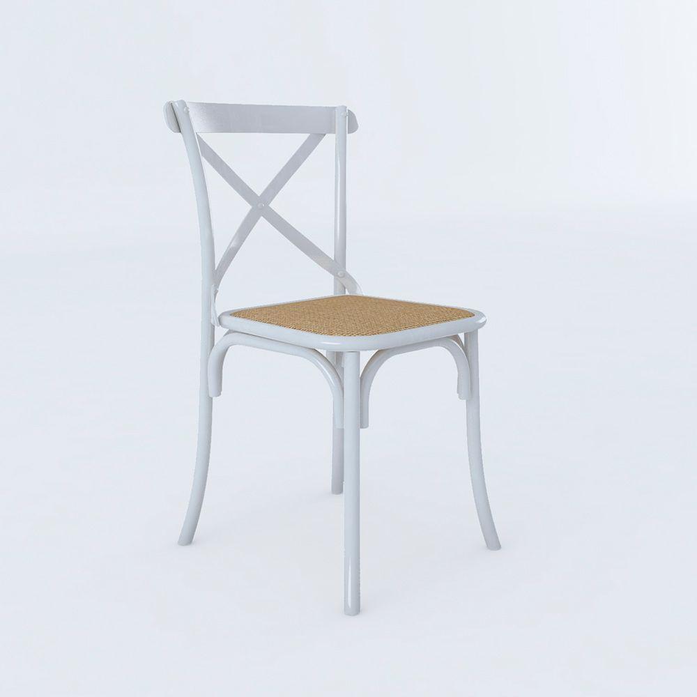 Kit 8 Cadeiras Cross Katrina X Branca Assento Bege Aço Asturias - 4