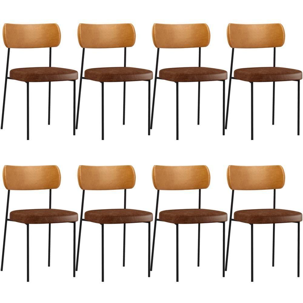 Kit 08 Cadeira Para Sala De Jantar Melina L02 Marrom Whisky - 1