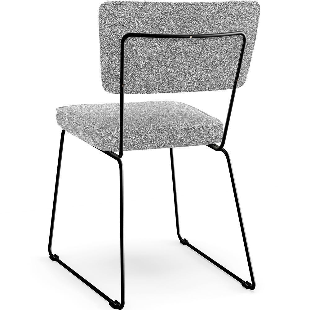 Kit 06 Cadeiras Base De Aço Allana L02 Bouclê Cinza - 4