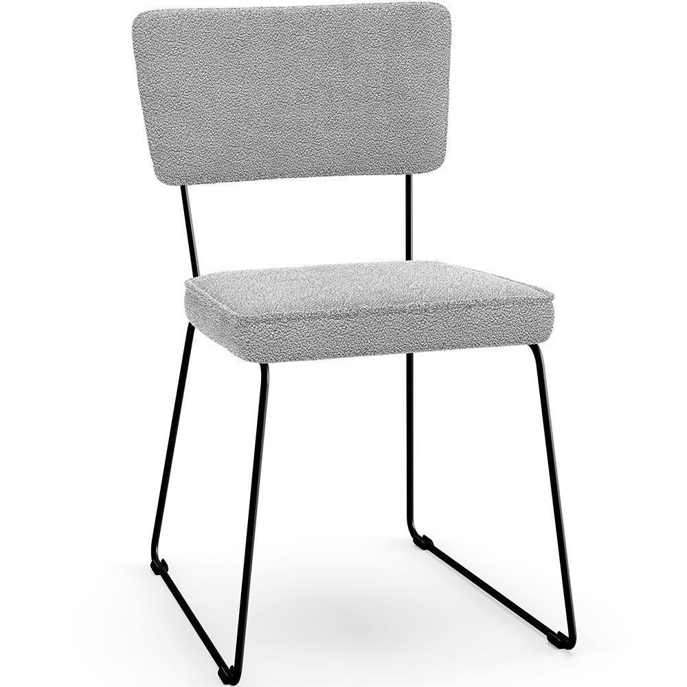 Kit 06 Cadeiras Base De Aço Allana L02 Bouclê Cinza - 11