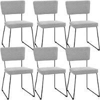 Kit 06 Cadeiras Base De Aço Allana L02 Bouclê Cinza - 1