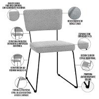 Kit 06 Cadeiras Base De Aço Allana L02 Bouclê Cinza - 17