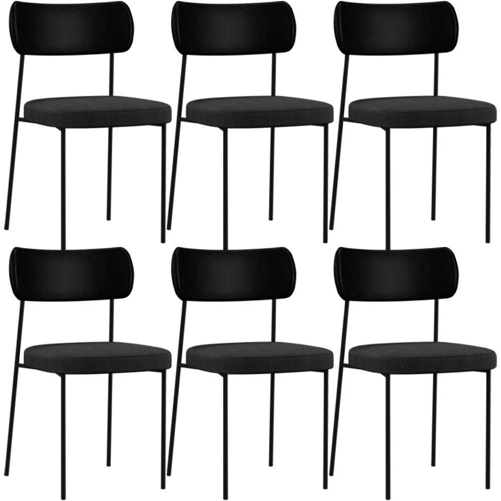Kit 06 Cadeiras Para Sala De Jantar Melina L02 Preto Chumbo - 1