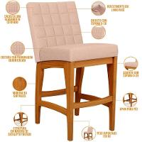 Kit 05 Banquetas Baixa Cozinha Bancada Sala Jantar L02 Rosê - 6